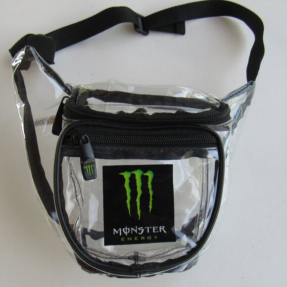 NEW Monster Energy Black Hat Cap and Clear Fanny Pack Waist Bag Bandana Set - Picture 9 of 15